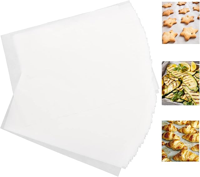 200 Pcs Baking Paper Sheet, HaWare Precut Parchment Paper for Steaming Cooking Grilling, Healthy& Non-Stick, 40x30 cm, Greaseproof Baking Paper Fit Large Oven Tray for Bread/Meat/Pizza (White)
