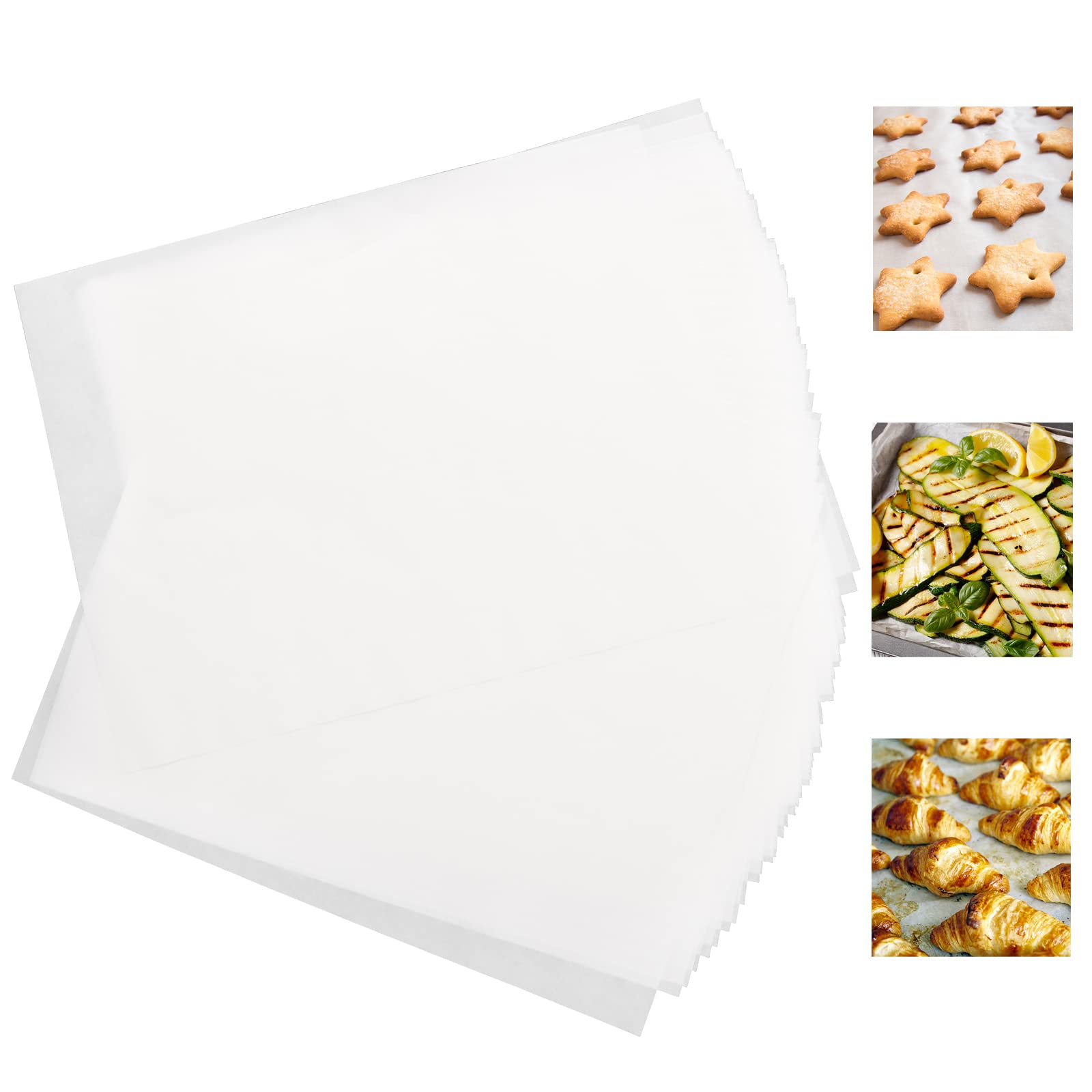 HaWare 200 Pcs Baking Paper Sheet, Precut Parchment Paper for Steaming Cooking Grilling Healthy& Non-Stick, 40x30 cm