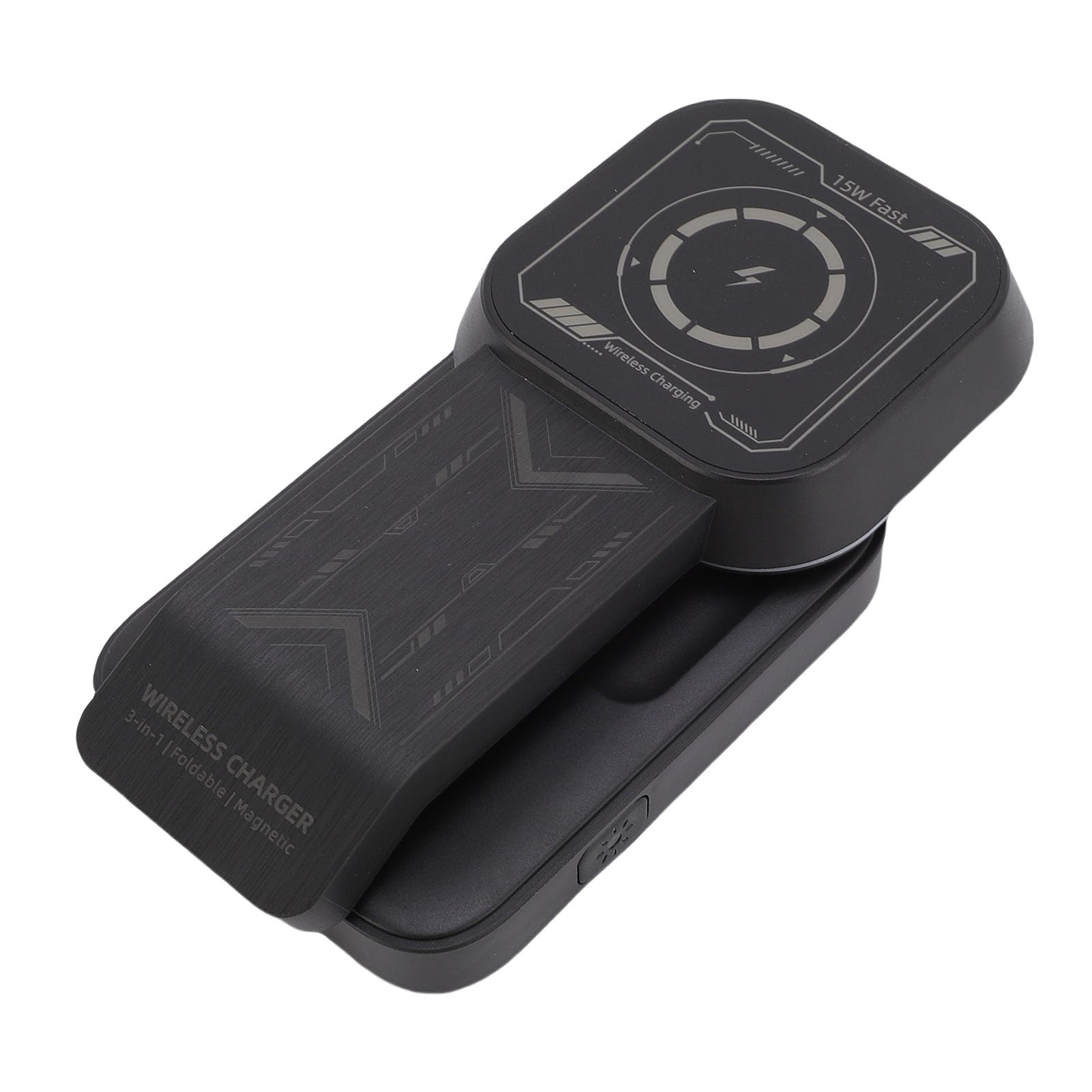 Generic Supporto di Ricarica Wireless Universale da 15 W Dock per Caricabatterie Rapido 3 in 1 Compatibile con Telefoni IOS Stazione di Ricarica da Tavolo per la Lettura in Streaming Bianco