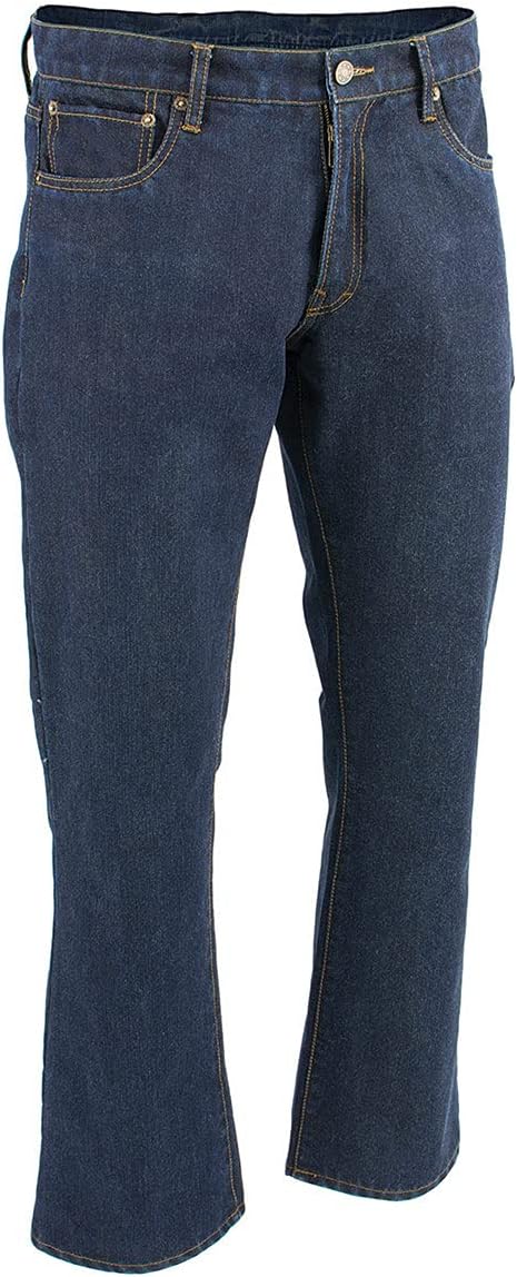 Milwaukee Leather MDM5007 Men's Blue 5 Pocket Tear Resistant Motorcycle Denim Jeans Infused w/Aramid Fibers