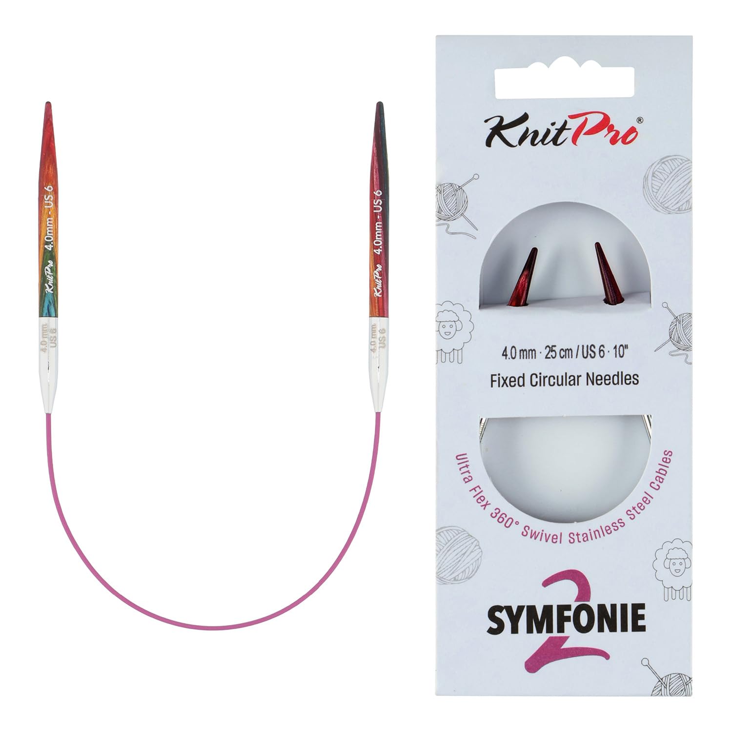 KnitPro Symfonie 2 Fixed Circular Needles 10" (25cm) | 4mm