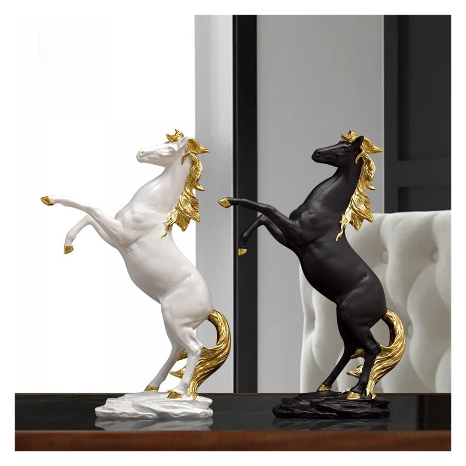 Amazon.co.jp: 金色の馬の像工芸品馬の彫刻樹脂アートワークデスク装飾