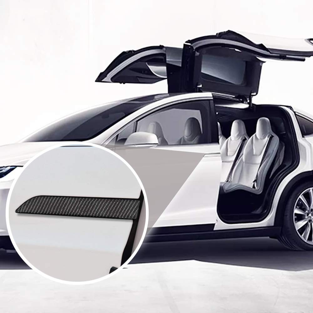 CoolKo Door Handle Sills Protection Kit 4K Glossy Real Carbon Fiber Cover Compatible with Tesla Model X (4 Pieces Set)