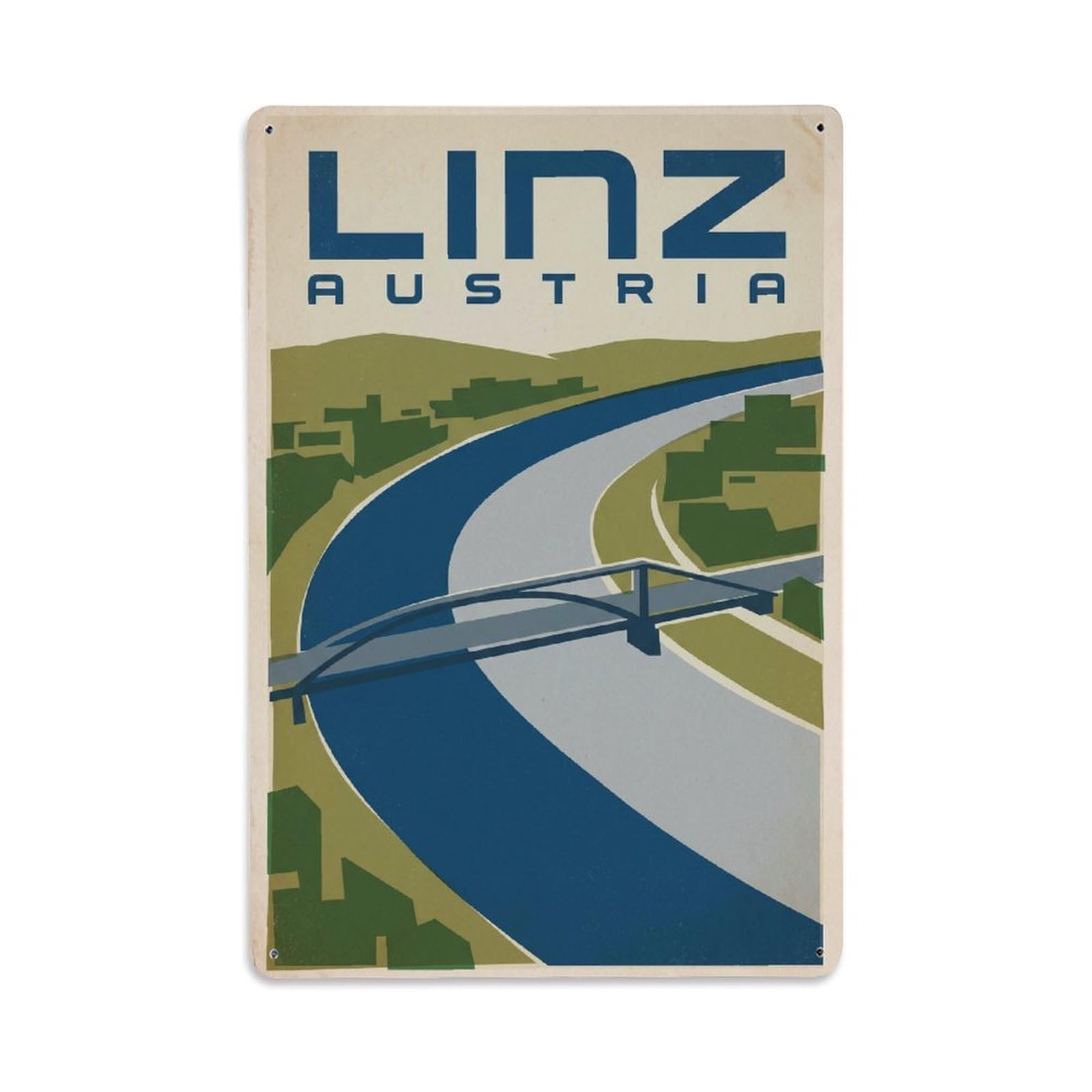 Austria Linz Travel Retro Metal Tin Sign Plaque Wall Decor for Cafe, Club Bar, Office, Garden Metal Poster 8x12Inch