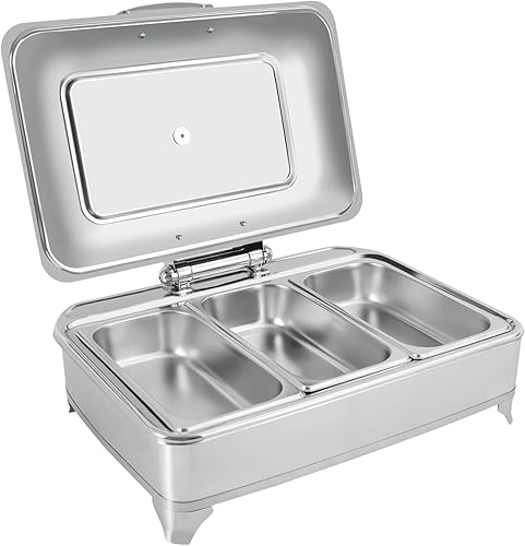 Calentador eléctrico de alimentos para bufé, calor ajustable, para fiestas, vacaciones, entretenimiento, juego de bufé de acero inoxidable y vidrio