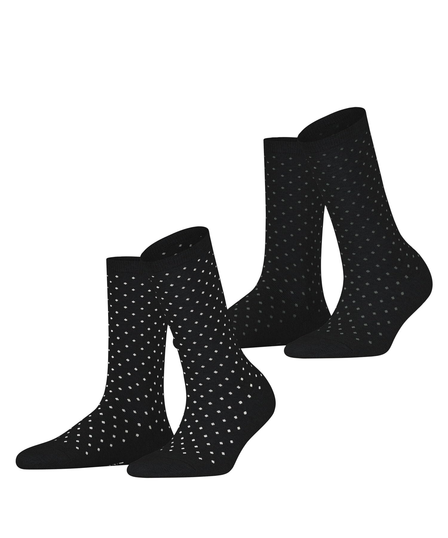 Esprit Women's Black 3000 Fine Dot Multipack W So Cotton Patterned 2 Pairs Socks, 2.5-5