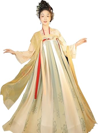 Traditional Chinese Tang Dress for Women - Hanfu Style Tulle Chiffon Outfit Woman