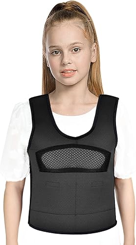 Chaleco de compresión para niños (mayores de 10 años), chaleco con peso para niños, incluye 6 pesos extraíbles, camiseta interior de presión para