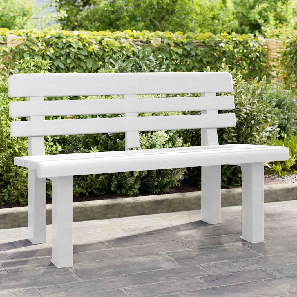 SYDE Banco de Jardín Polipropileno Blanco 110x52x71 cm | Respaldo Cómodo, Estable y Resistente al Calor, Fácil Limpieza, Uso Exterior