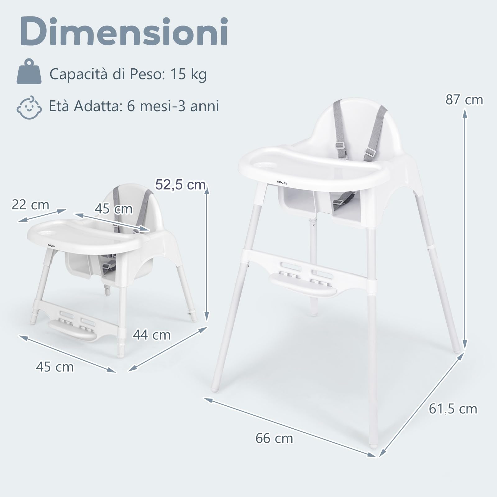 COSTWAY 4 in 1 Seggiolone per Bambini, con Vassoio Regolabile (Bianco) | Seggiolone Papa con Poggiapiedi, Sedia da Terra per Bambini 6-36 Mesi