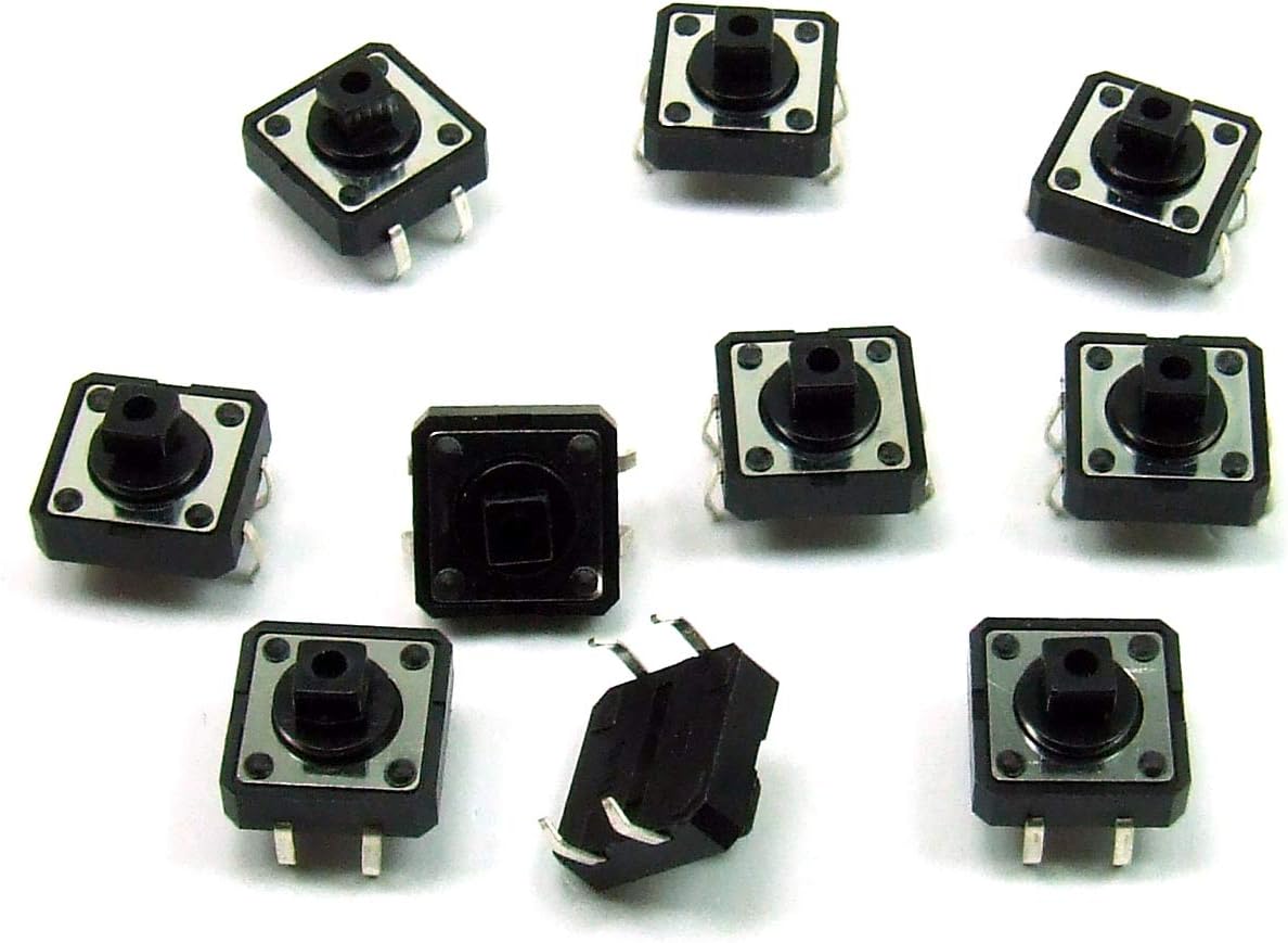 POPESQ 5x Taster 6x6 Mm Rundkopf, 13 Mm Höhe, 1 Kontakt, THT, 4-polig, OFF-(ON), 0,05A/12V