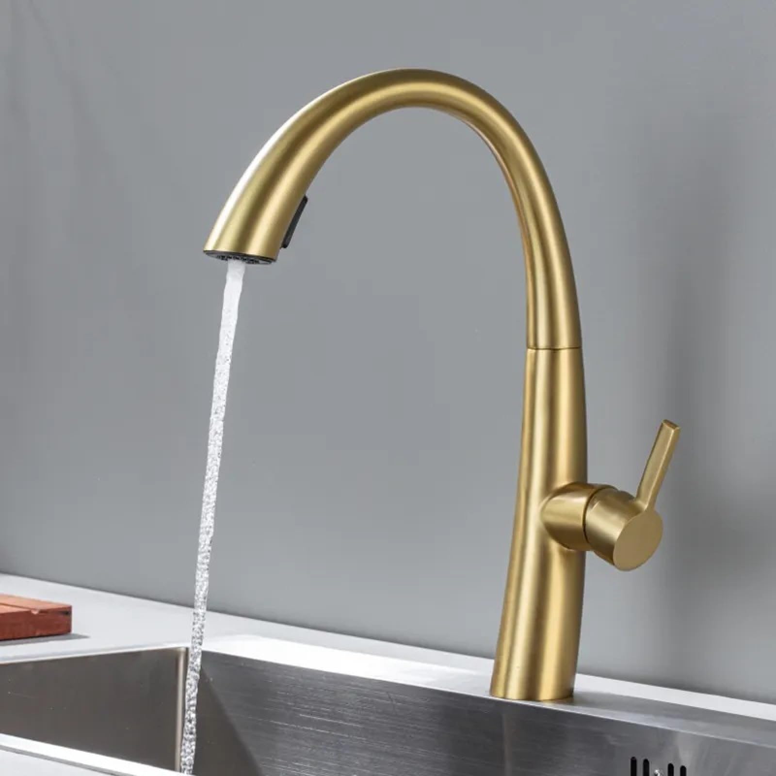 Fanjubei Golden Pull-Out 304 Stainless Steel 360° Rotating Hot And Cold Kitchen Faucet In Gold, Gold Color