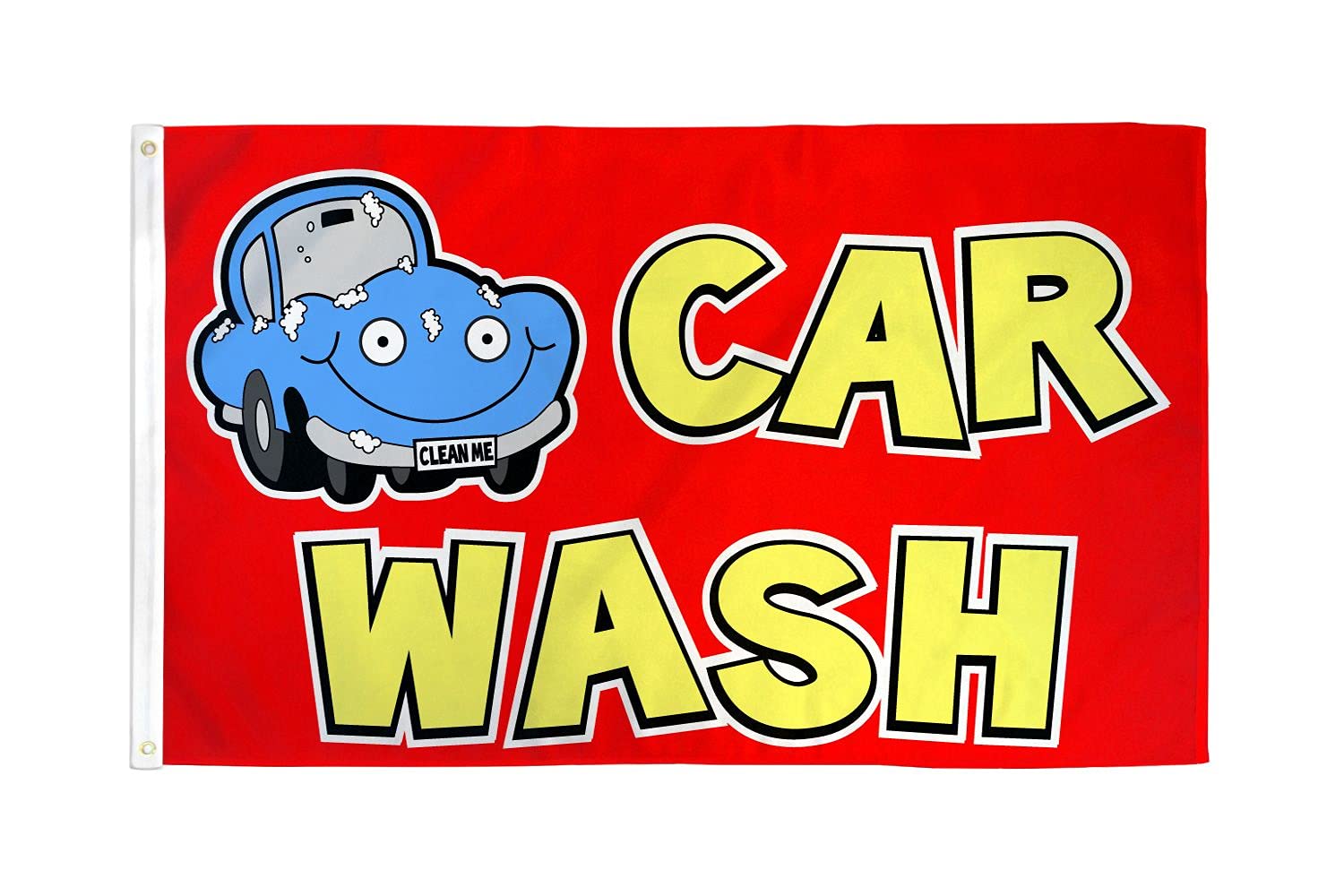 AZ FLAG, Car Wash Cartoon Flag, 3x5 Ft, 100D Polyester Carwash Station Banner with Two Metal Grommets, Fade Resistant