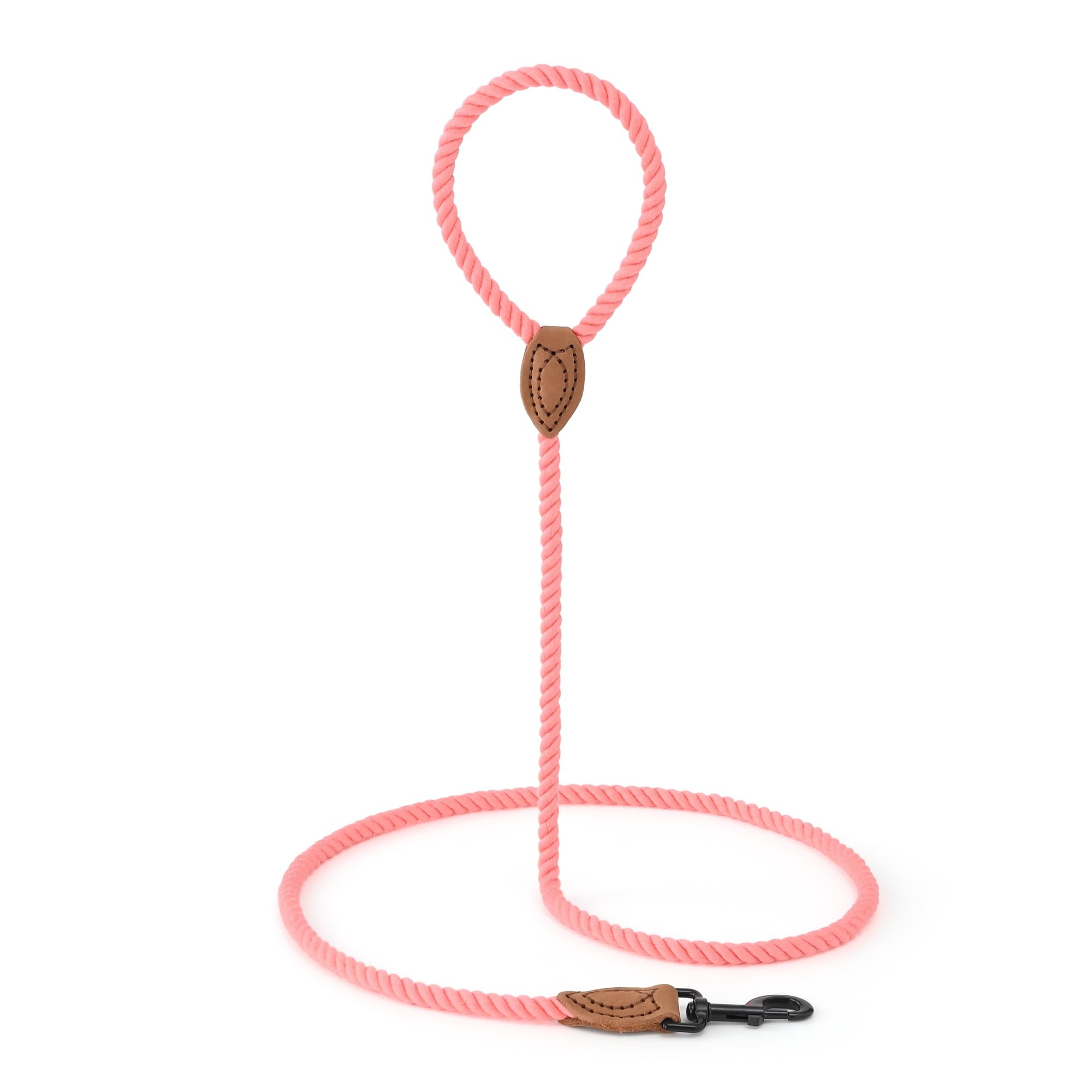 Mile High Life Dog Leash, Braided Cotton Rope Leashes with Leather Tailor Tip with Leather Tip, Heavy Duty Metal Clasp, 4FT - Image 2