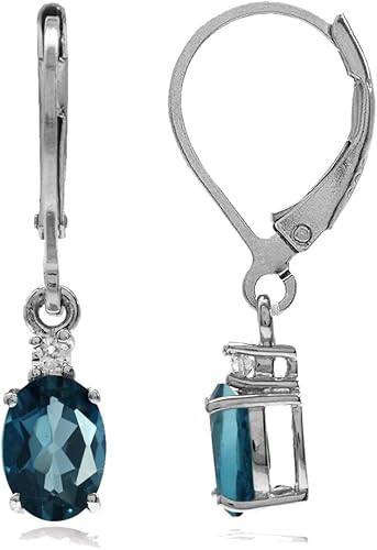 Silvershake Pendientes de plata de ley 925 chapados en oro blanco