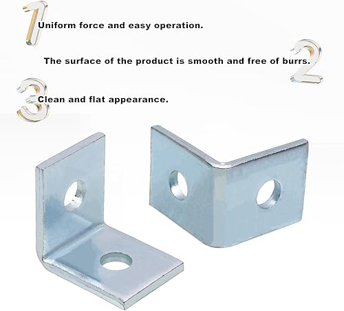 Miniatura 4 de 20 piezas de 2 agujeros en forma de L de 90 grados de ángulo de soporte para canal de puntal más alto de 1-58 pulgadas de ancho, perno de 12