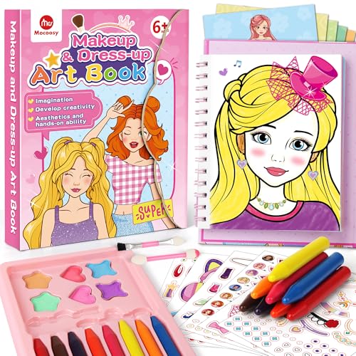Mocoosy Kits de Maquilhagem e Vestir-se para Crianças de 4-8 Anos, Livro de Atividades de Papel de Maquilhagem, Presentes de Aniversário para Meninas, Jogo de Viagem, Brinquedos para Meninas