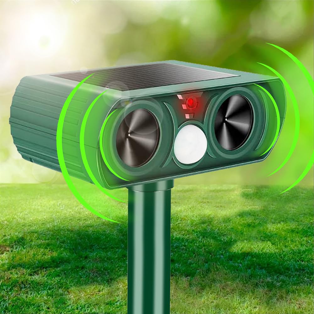 Cat Scarers for Gardens Ultrasonic Fox Repellent Waterproof Cat Deterrents Solar Animal Repeller with Motion Sensor Outdoor for Farm Yard Lawn Dogs Squirrels Upgraded