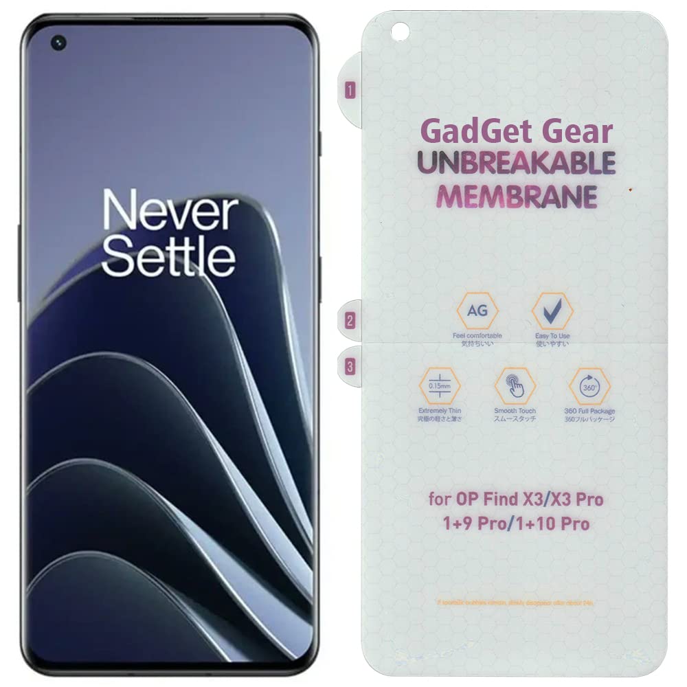 GADGET GEARGADGET GEAR Matte Front Unbreakable Screen Protector Hydrogel Membrane Compatible with Oneplus 10 Pro Supports Fingerprint Scanner | Edge to Edge Coverage with Easy Installation Kit (Matte, Front)