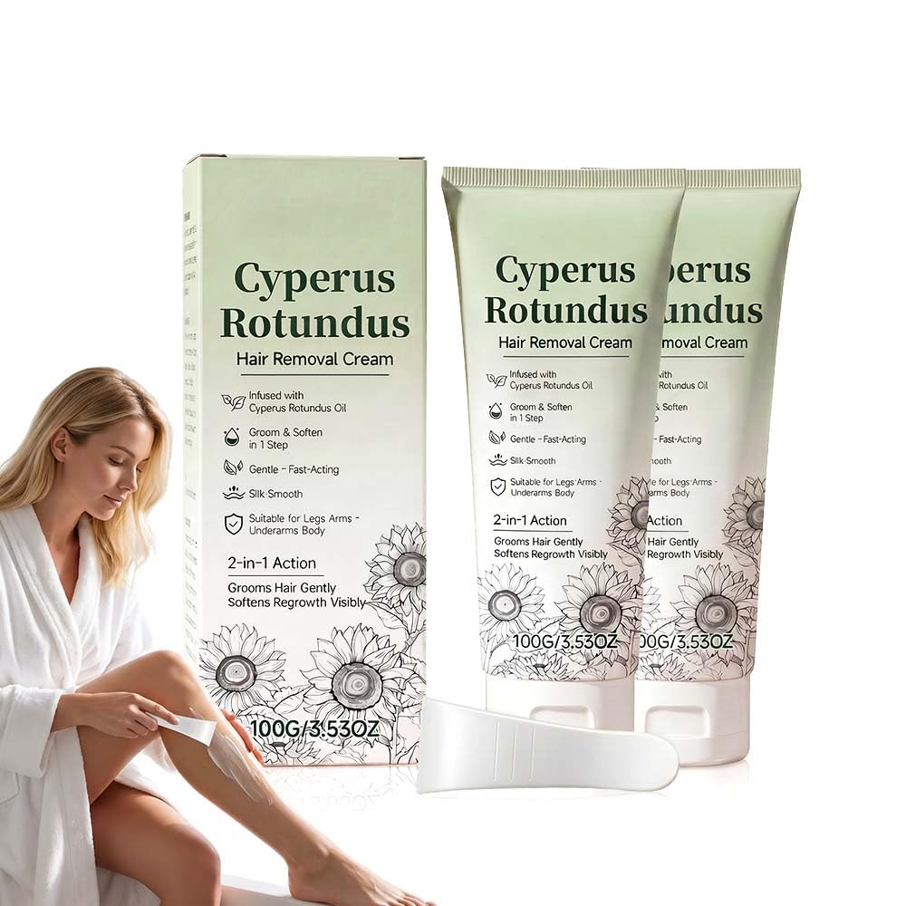 Cyperus Rotundus Oil Painless Hair Removal Cream for Women, 2-in-1 Bare Basics Hair Removal Cream & Skin Moisturizer, Effective on Arms, Legs & Underarms,3.52 Oz