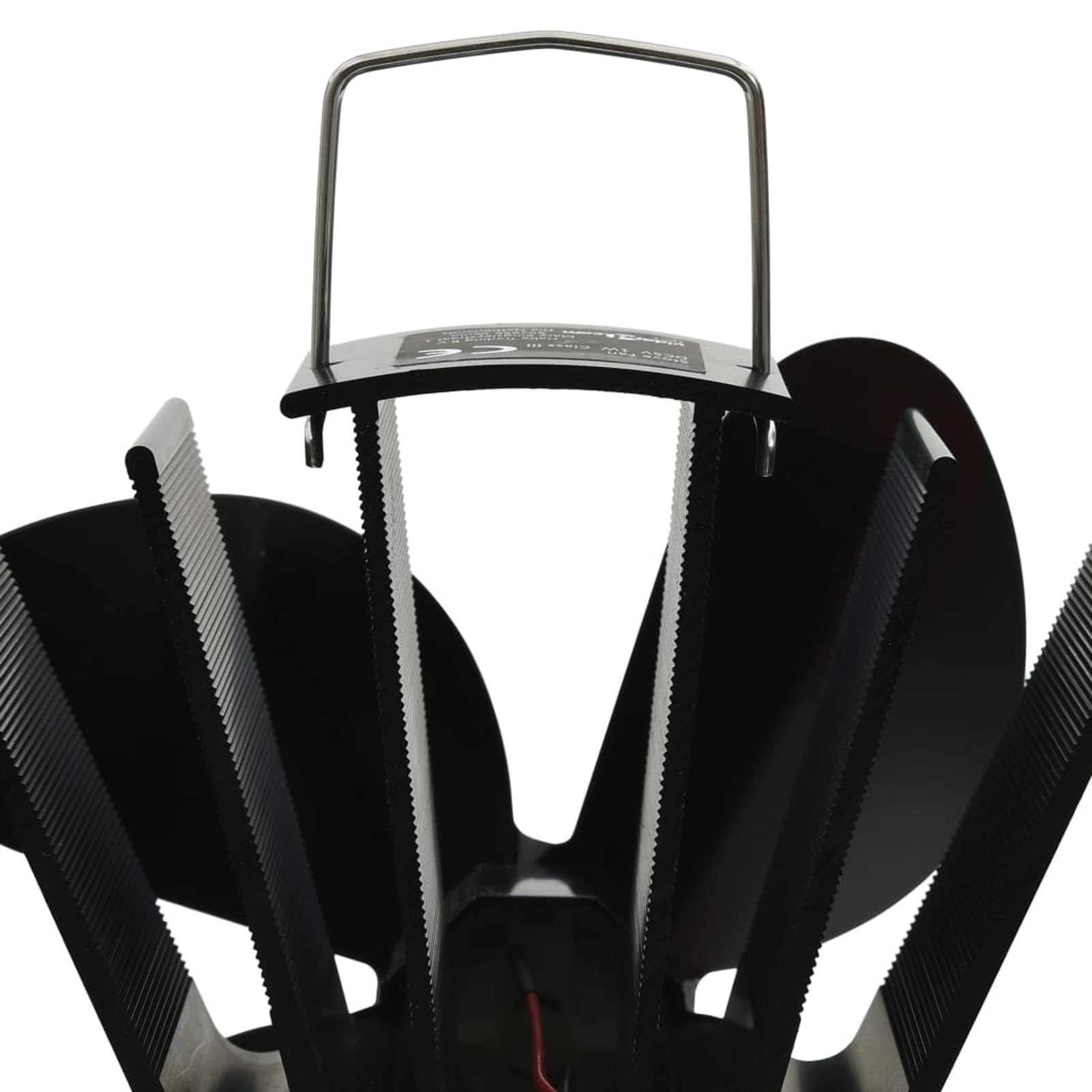 Homgoday Ventilador de Estufa accionado por Calor 4 aspas Negro Leñera Registro de Leña, Estantería para leña de Chimenea para Interior y Exterior Soporte de Madera 18 x 11.5 x 21.5 cm (4 Hojas)