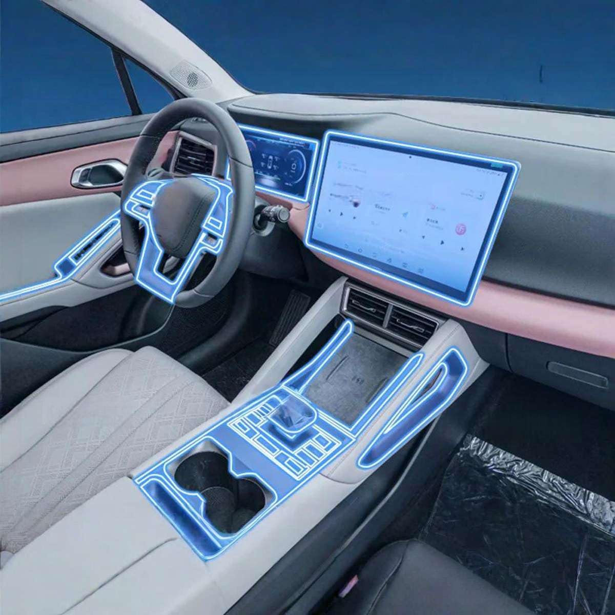 Car Interior Center Console Media Dashboard Navigation TPU Protector Film Anti-Scratch, for BYD Yuan UP 2024 2025 Accessories