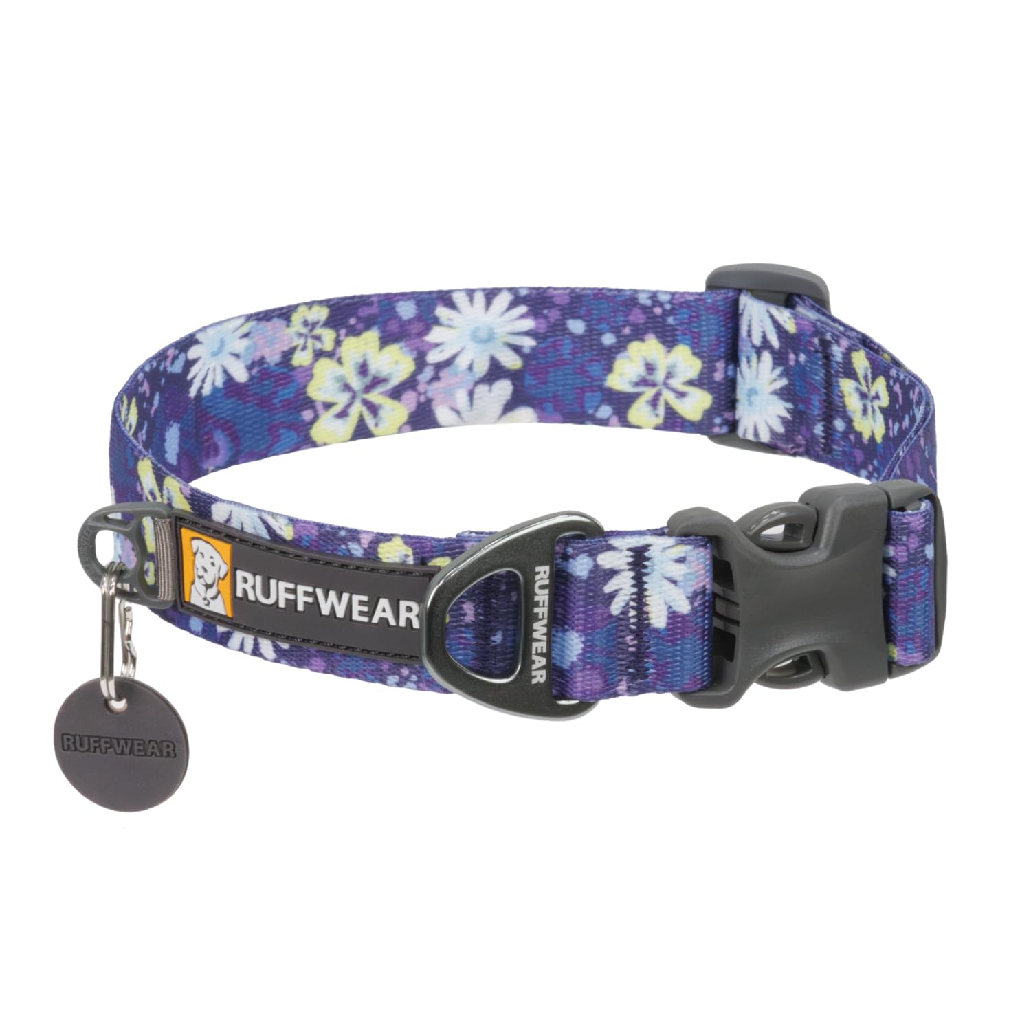 Ruffwear, Front Range Dog Collar, Adjustable Tubelok Webbing, Lightweight, Side Release Buckle, Aluminum V-Ring, Durable for Everyday Use, Wildflower,