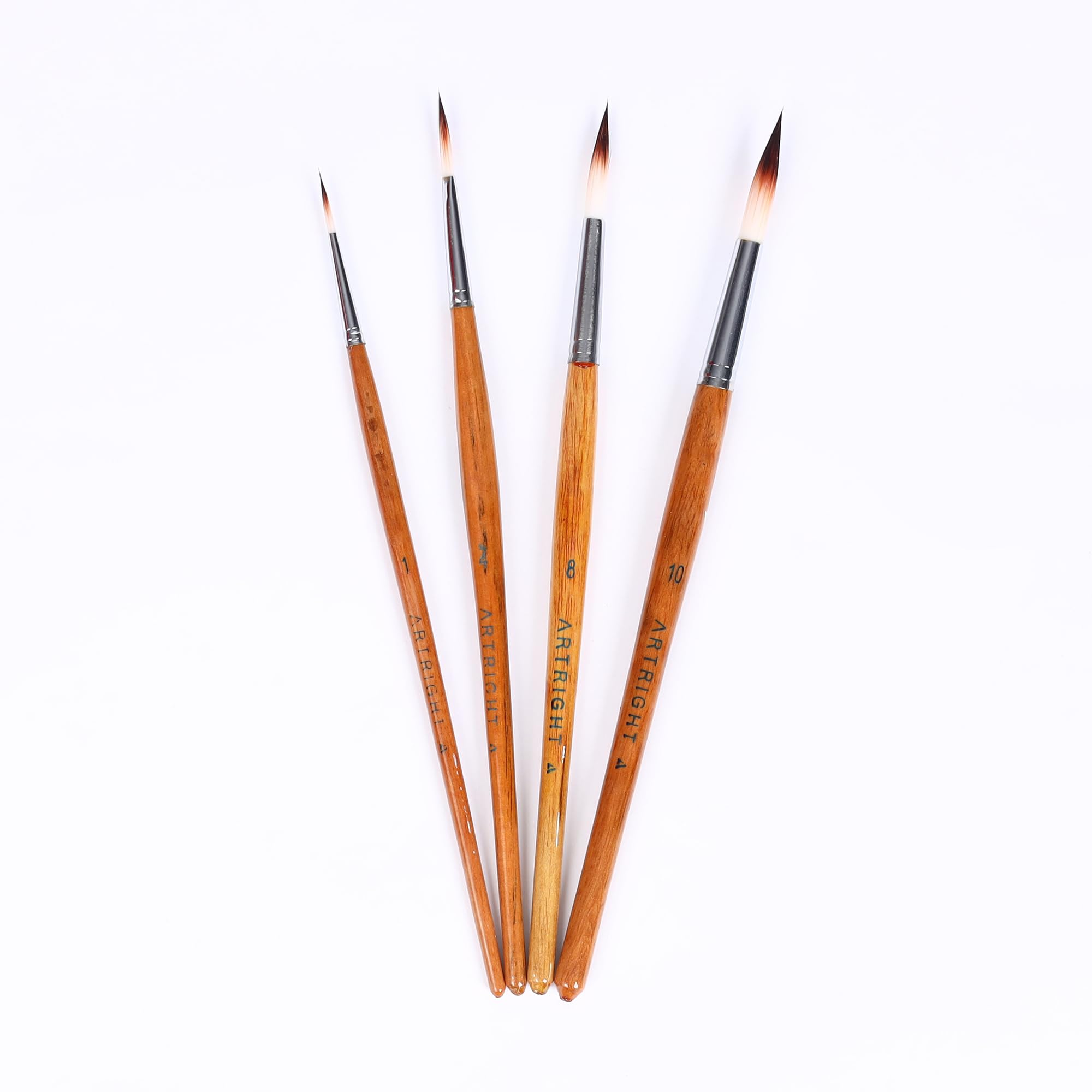 ArtRight Round Paint Brush Set of 4 with Free Brush Holder - Professional Artist Handmade Round Brush Set for Painting (Set of 4 Round Painting Brush)