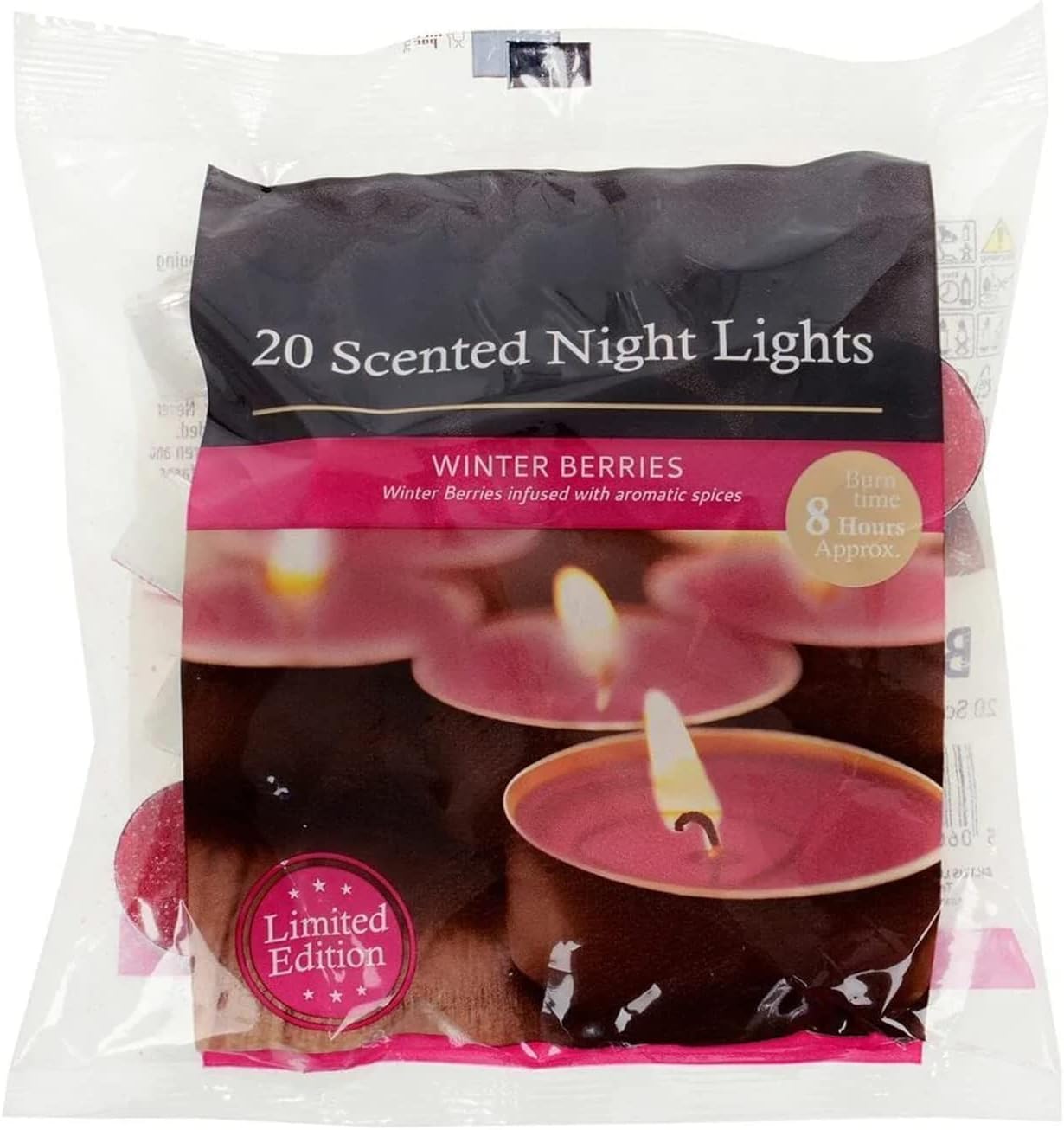 Fresh Scented Tealight Candles – Refreshing & Soothing Fragrances | Up to 8-Hour Burn Time | Premium Quality Decorative Tealights for Home Decor (Winter Berries - Packs of 20)