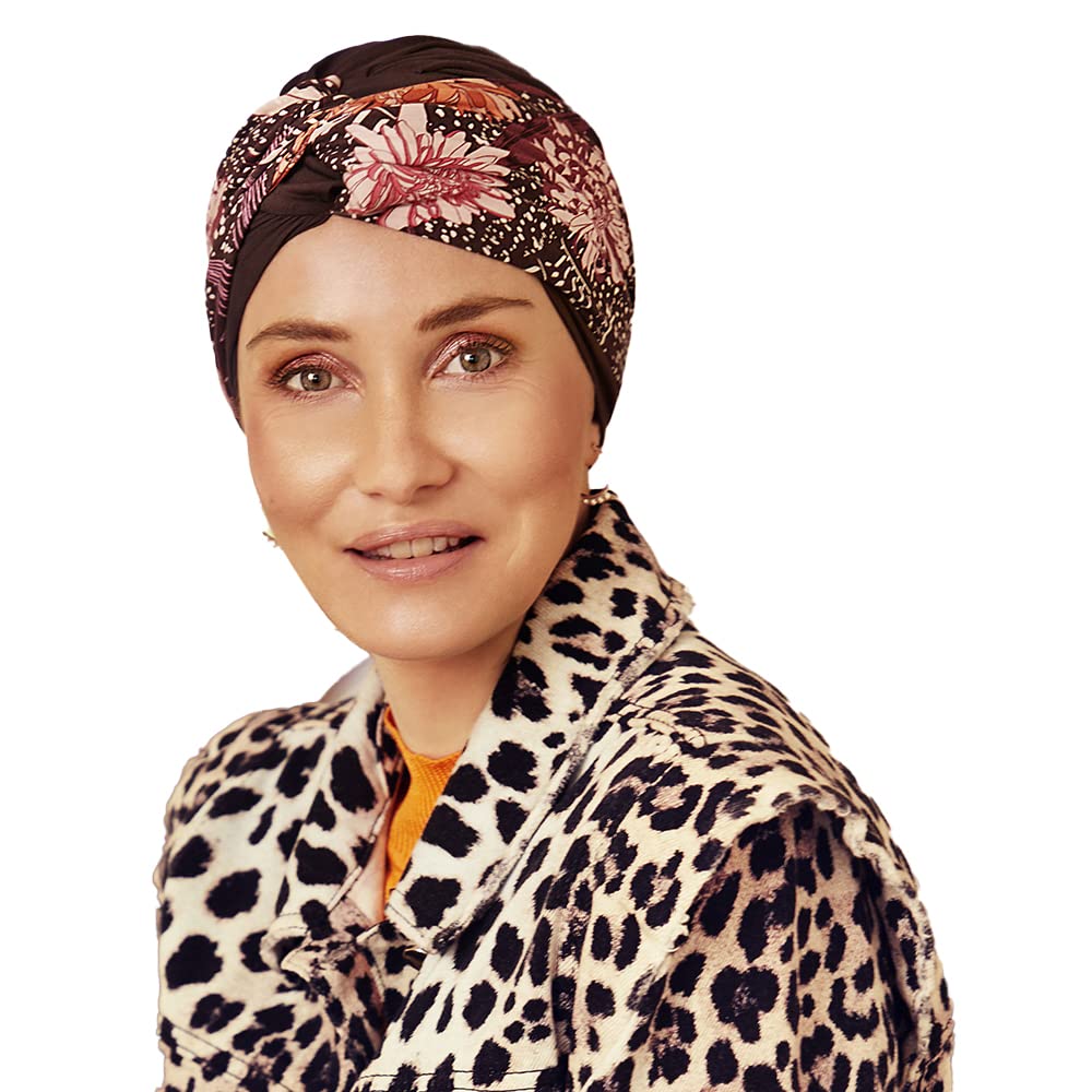 Christine Headwear Turban Shakti Bandeau Femme - Bambou Doux Imprimé Ikat Azure & Camel
