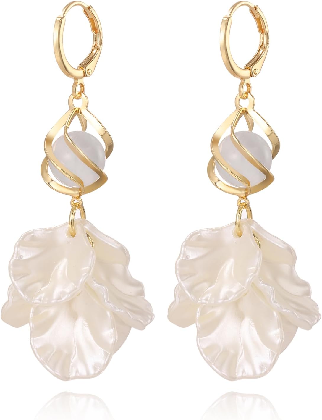 Seashell Pearl Earrings for Women, 14K Gold PlateD Drop Dangle Lightweight Earrings Trendy, Dainty Jewelry Gifts