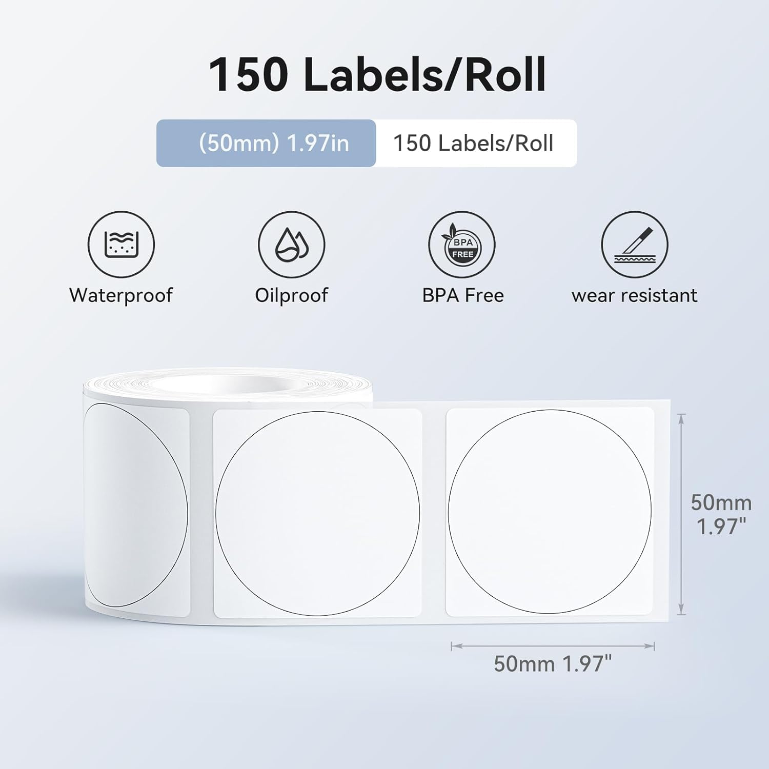 NIIMBOT Etiquetas Térmicas Adhesivas 50x50 mm 150 uds Impermeables Resistentes al Aceite para B1 B21 B21 Pro B3S