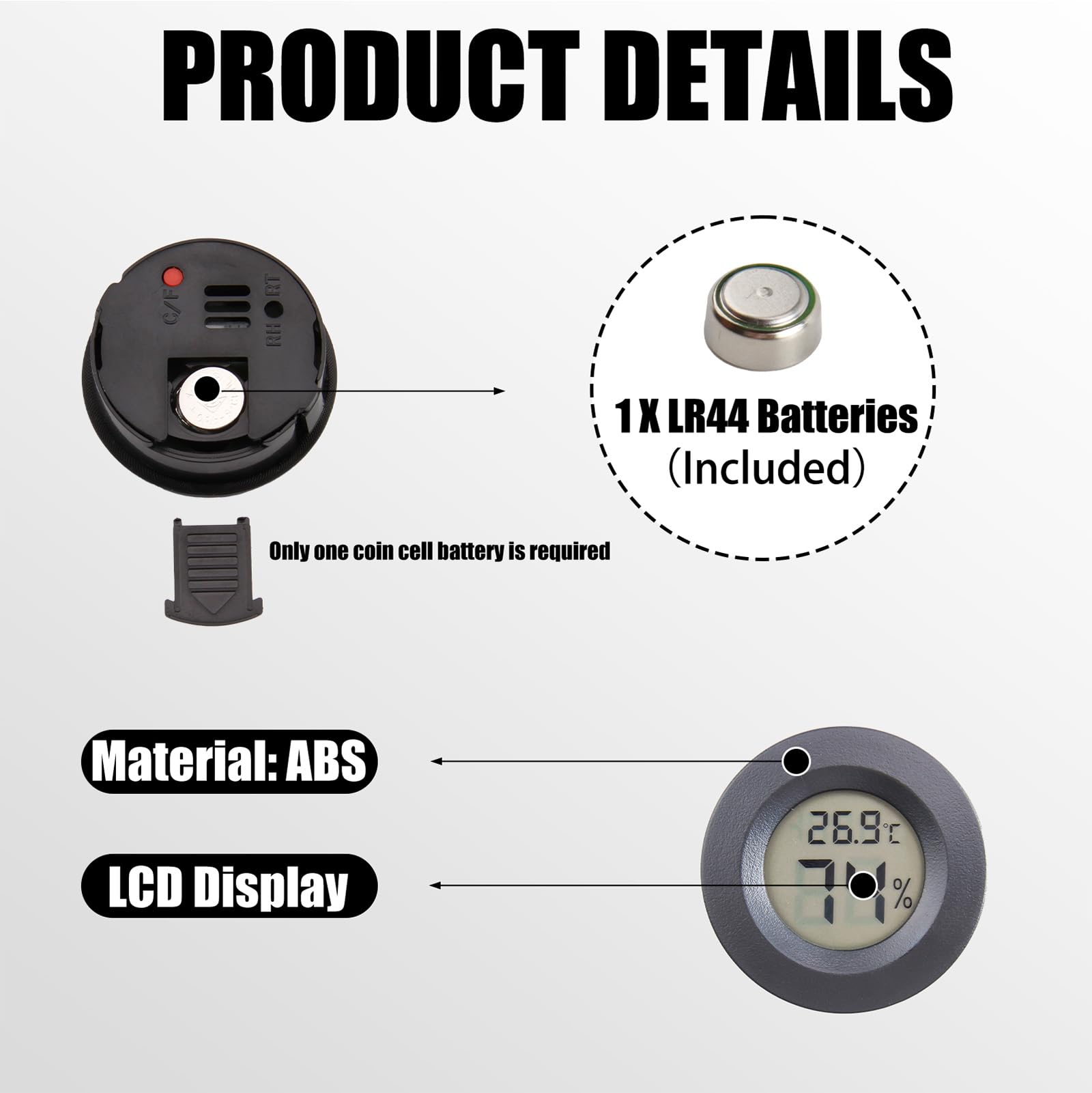 LCD Digital Hygrometer Thermometer, Reptile Thermometer - Image 3