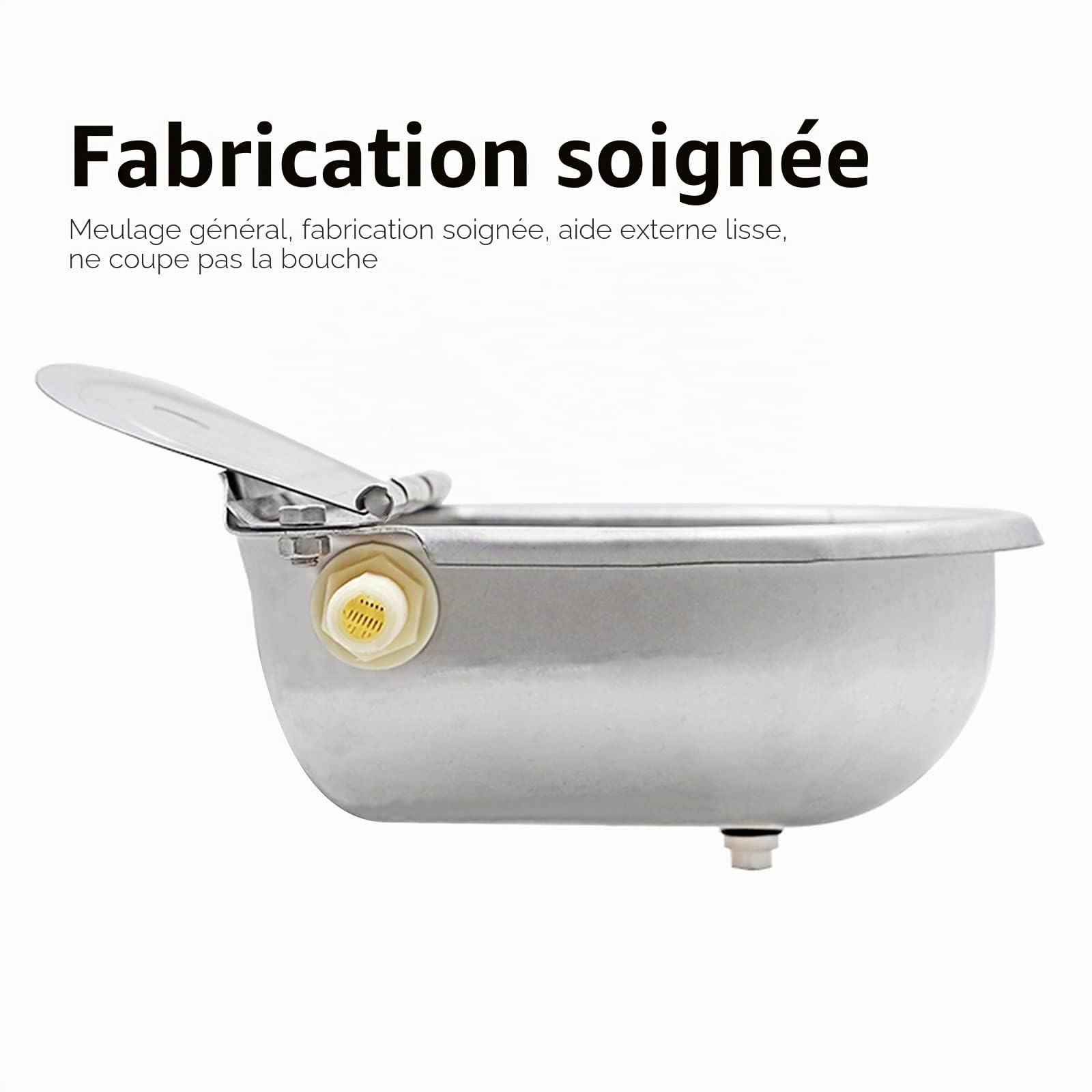 Abreuvoir Automatique Chevaux avec 2 PièCes Robinet à Flotteur Abreuvoir à Bovins en Acier Inoxydable avec Trou De Drainage Bol Automatique BéTail Abreuvoir pour Chien Cheval Bovin
