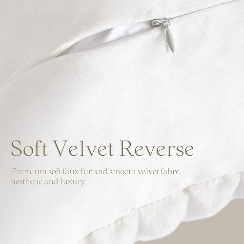 Miniatura 3 de Foindtower Paquete de 2 fundas de almohada decorativas de felpa de pelo sintético suave y esponjoso, fundas de cojín acogedoras a rayas para