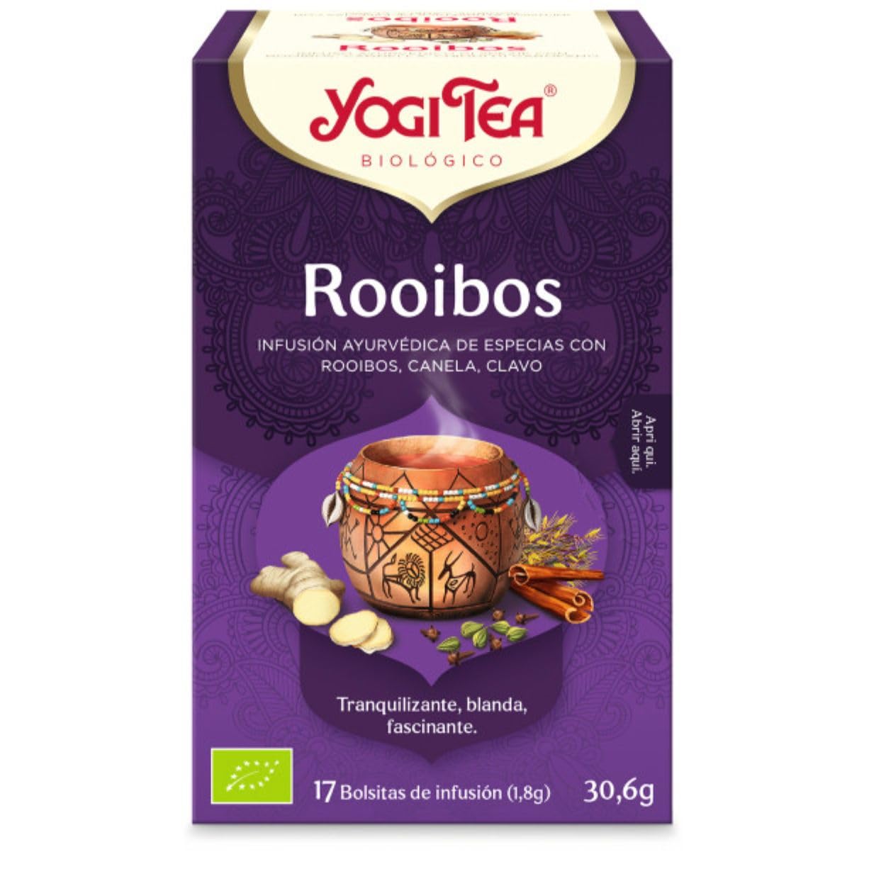 Yogi Tea - Rooibos, Infusión Ayurvédica de Especias con Rooibos, Canela y Clavo - 17 Bolsitas, 30,6g