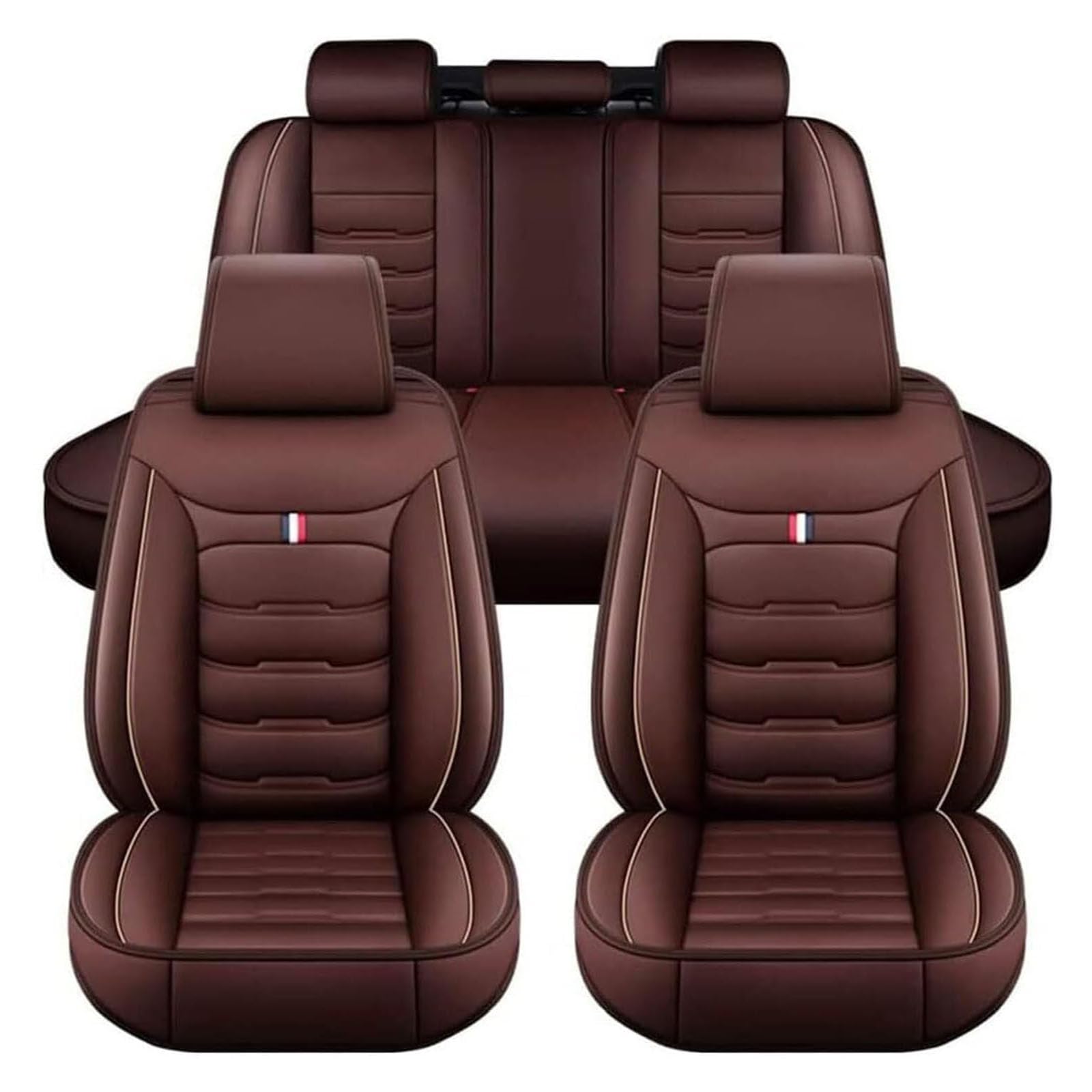 XXMMHTFD Leather Car Seat Covers Full Set for Toyota Aygo X/Yaris GR Sport Hybrid/GR Corolla/Corolla Cross Hybrid 2022, Waterproof Premium Breathable Vehicle Cushion Protectors, Anti-Slip Front Rear