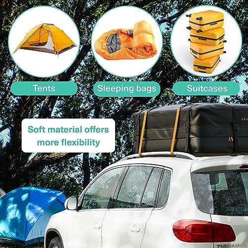 Heavy Duty Universal Car Roof Bag 432 litres, Waterproof 500D PVC, (Roof Rack Not Required) Ideal Cargo Travel Box for Luggage including Non-slip Mat, Hooks & Lash Straps - 15 Cubic Feet