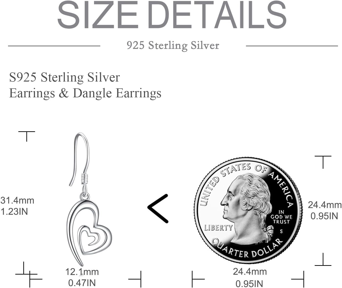 VONALA Double Heart Earrings for Women Sterling Silver Heart Dangle Earrings Birthday