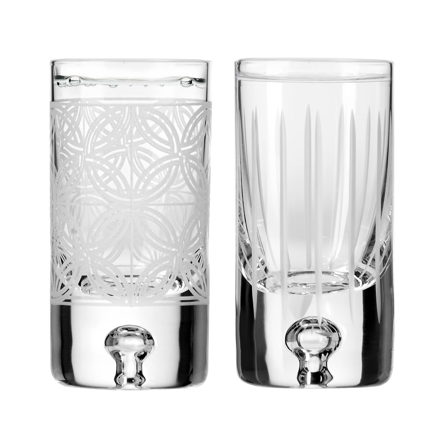 Krosno – Verres à Vodka, Liqueur et Spiritueux 50 ml, Lot de 6 – Verre en Cristal – 2 Motifs de Taille – Faits et Taillés à la Main – Collection Saga – Idéal comme Cadeau
