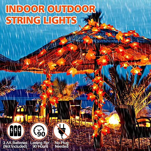 Ocato 4Pcs Fall Decor For Home Outside Thanksgiving Decorations Indoor Outdoor String Lights, 40Ft 80 Led Maple Leaves Garland With Lights Battery Operated Garland Autumn Harvest Fall Room Decor Light #TOP3