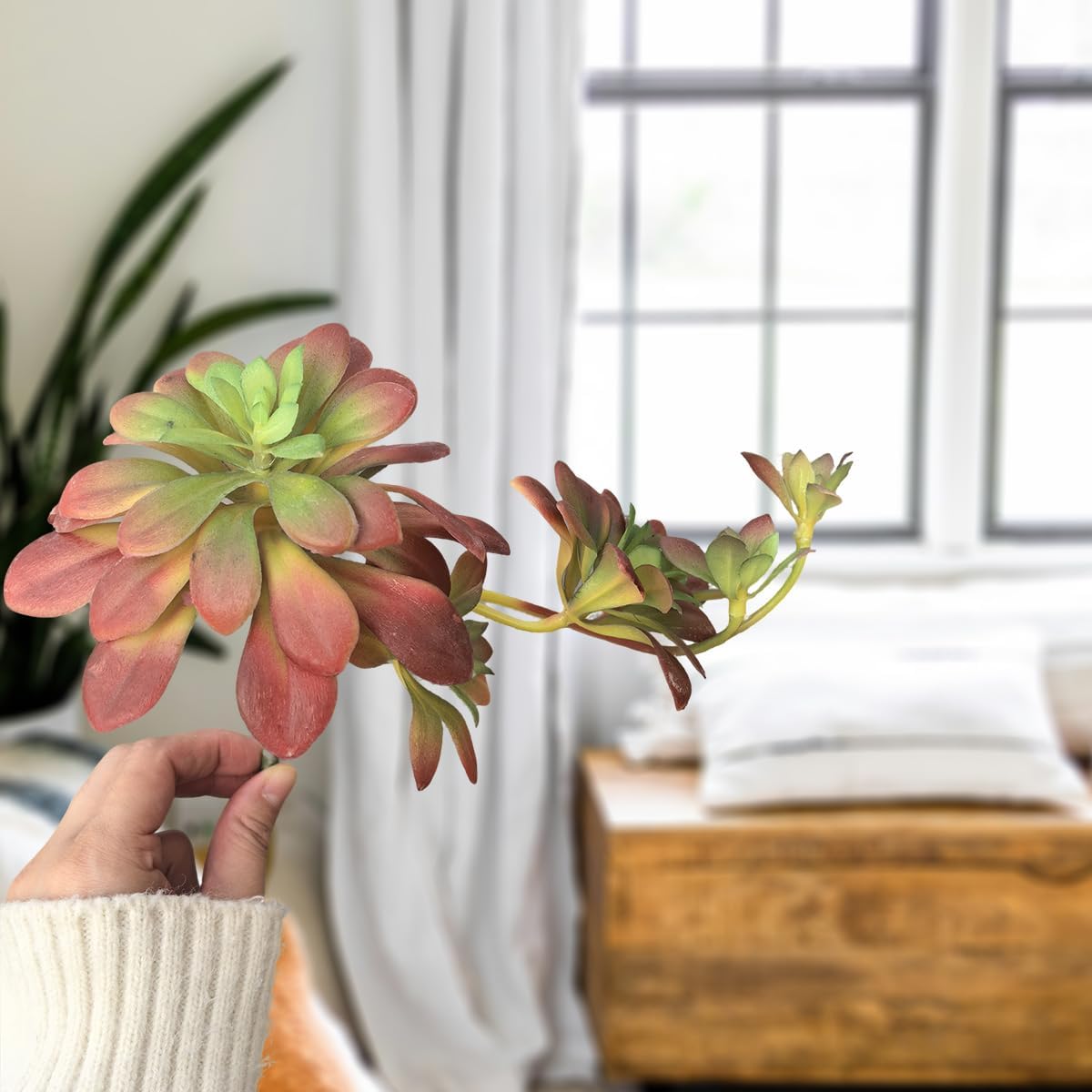 2pcs Artificial Succulent Plants, Realistic Large Fake Succulents, Artificial Hanging Ornaments for Decor - Image 2