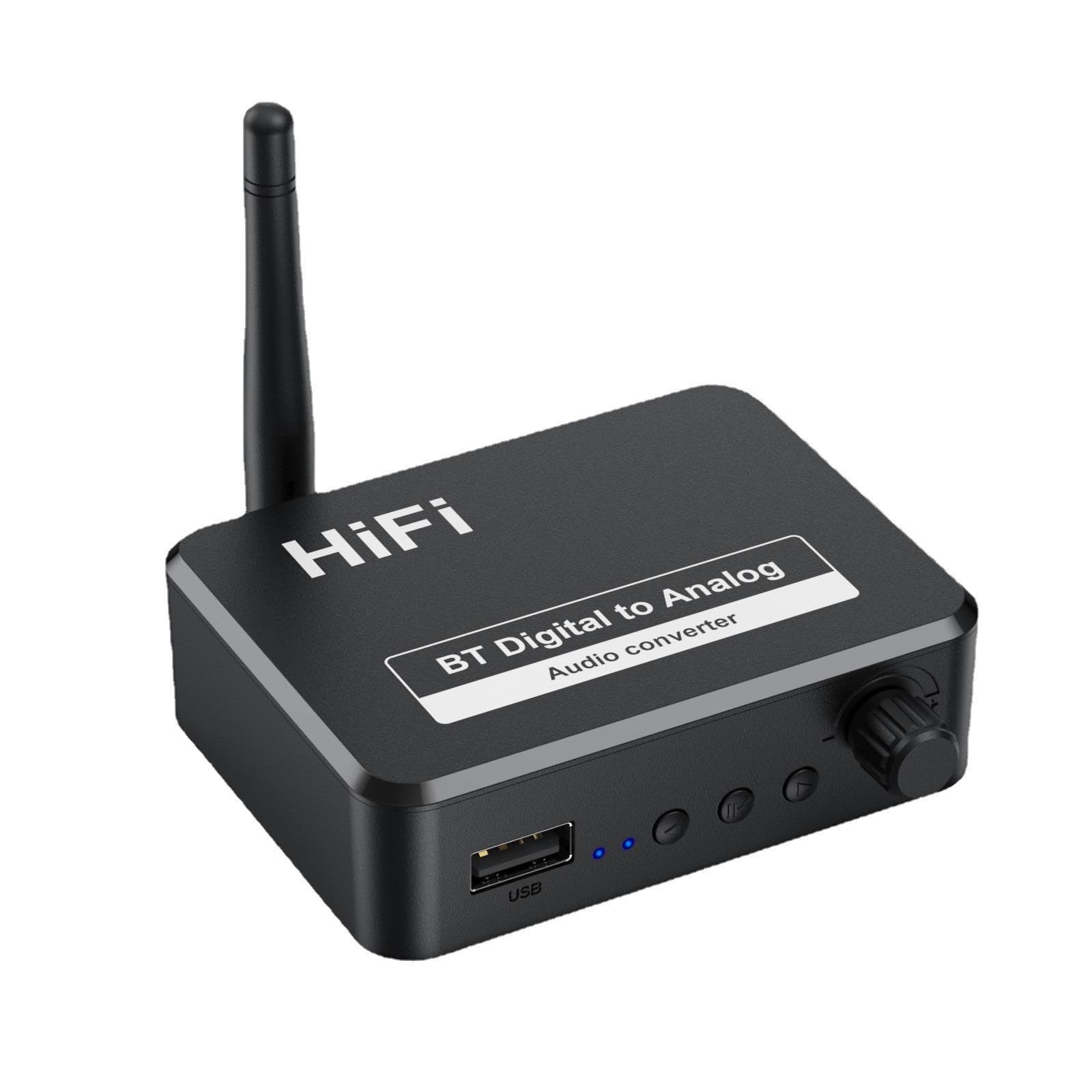 Bluetooth 5.3 Audio Receiver with DAC, Optical SPDIF/Toslink to 3.5mm AUX & RCA Converter, USB Music Player, HiFi Wireless Adapter for TV, Car, Amplifier & Speakers, Black MFSHIFIWBTAD-image-44