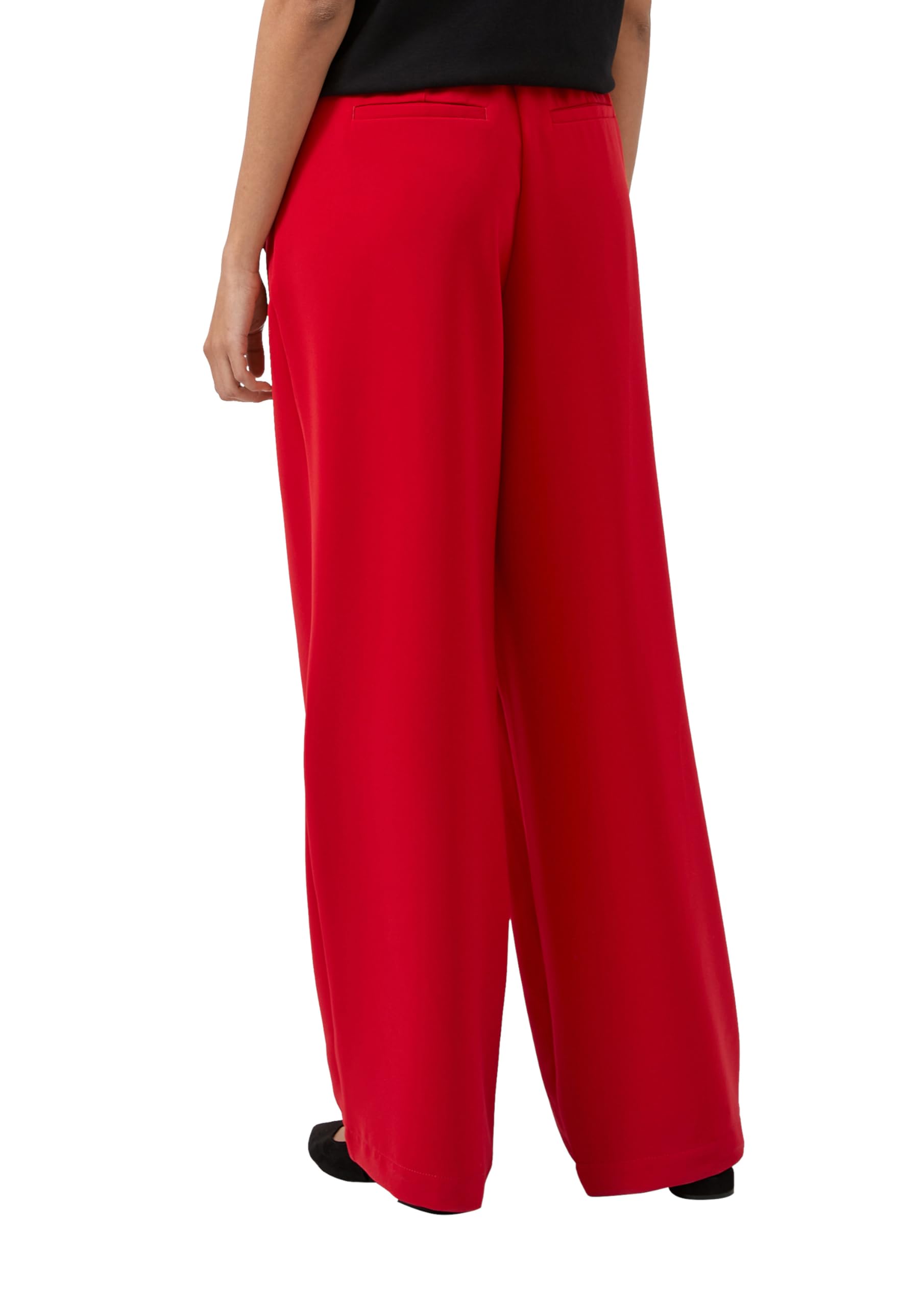 s.Oliver Damen Hose lang, Wide Leg Fließende Hose mit Geradem Bein und Elastikbund