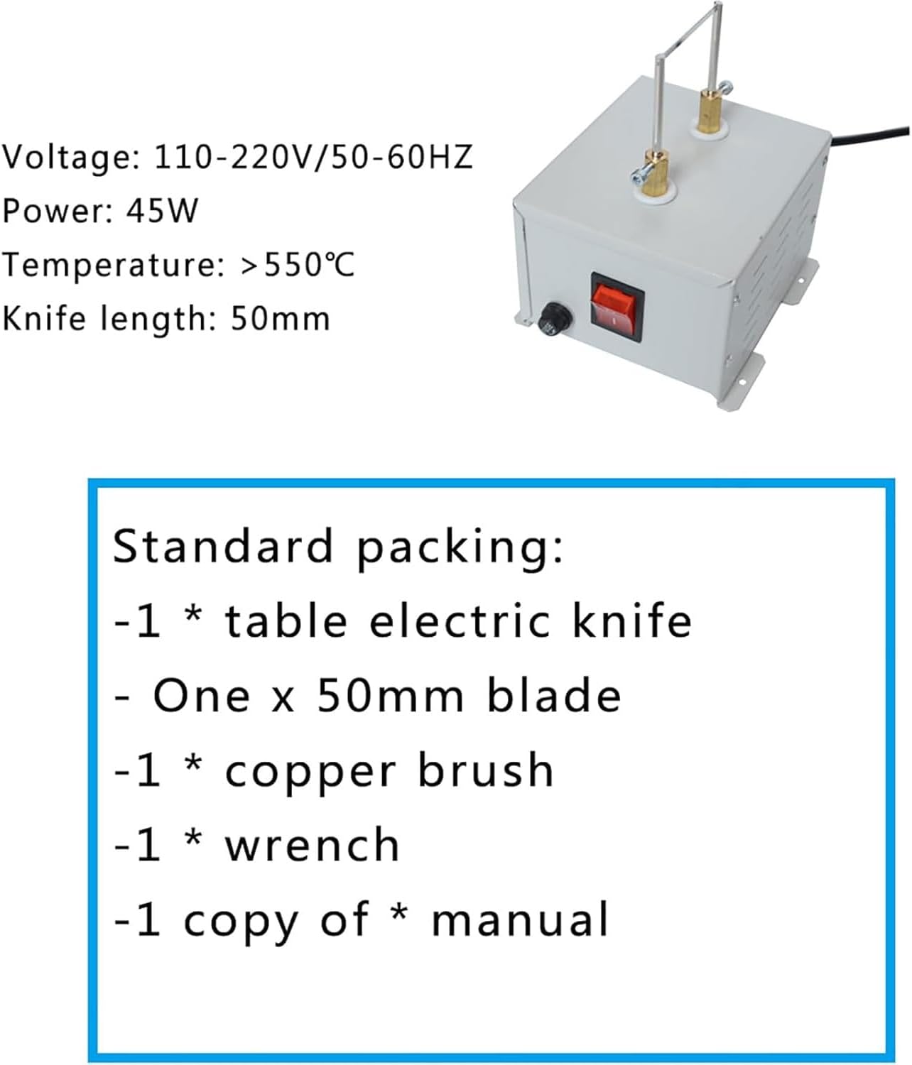 45W Electric Rope Cutter, Bench Mount Electric Hot Knife Rope Cutter Set, with 2" Cutting Blade, 0-550℃ Stepless Temperature Control, Smooth Edge&Durable Material, for Ribbon, Foam, Webbing, Belting