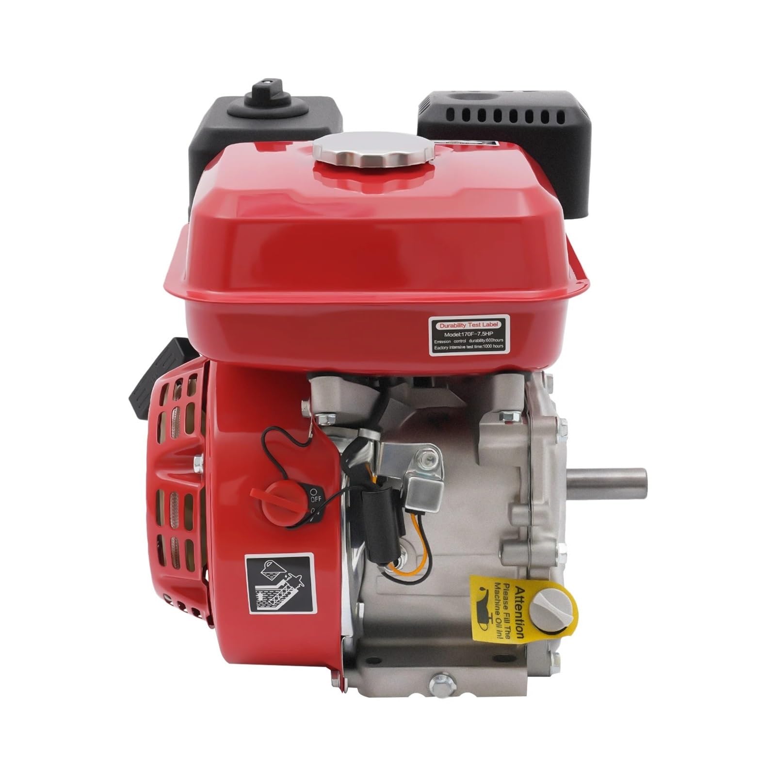 Motor De Gasolina 4 Tiempos, 7,5 HP, Refrigerado por Aire, Arranque Manual, Monocilíndrico, 3600 RPM Rendimiento Potente