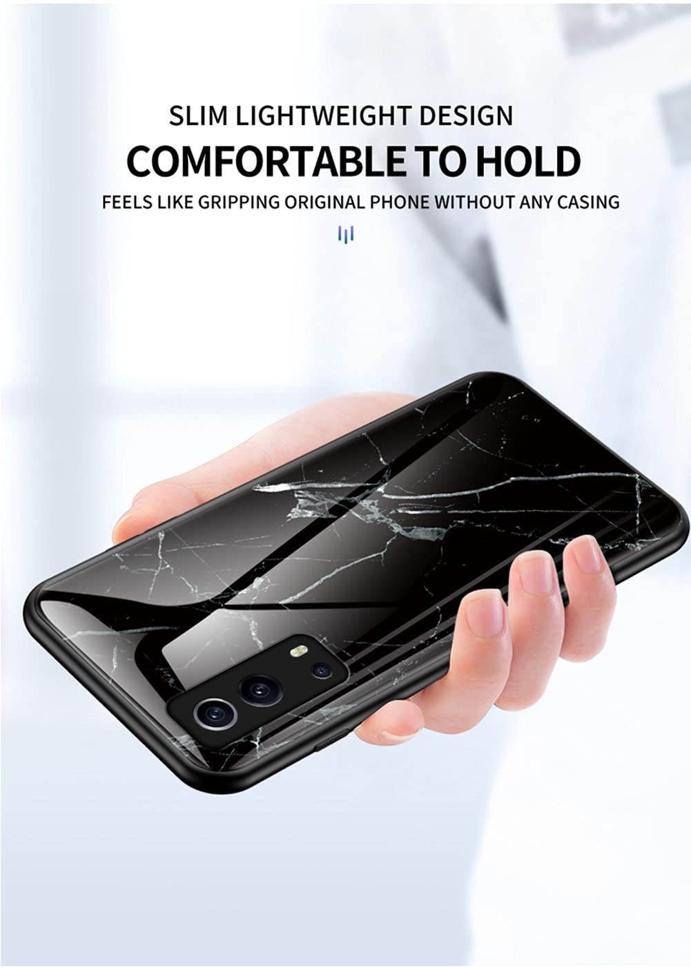 SHIEID Custodia Per Vivo Y72 5G / IQOO Z3 - Cover In Vetro Temperato Sfumato (Luminoso Stellato) Con Bordo TPU Morbido