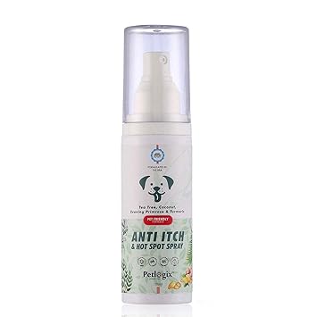 Petlogix Natural Anti Itch & Hot Spot Spray with Tea Tree & Evening Primrose Antibacterial Formula for Pet Dogs Cats Mineral Oil, SLS & Paraben Free, 100ml