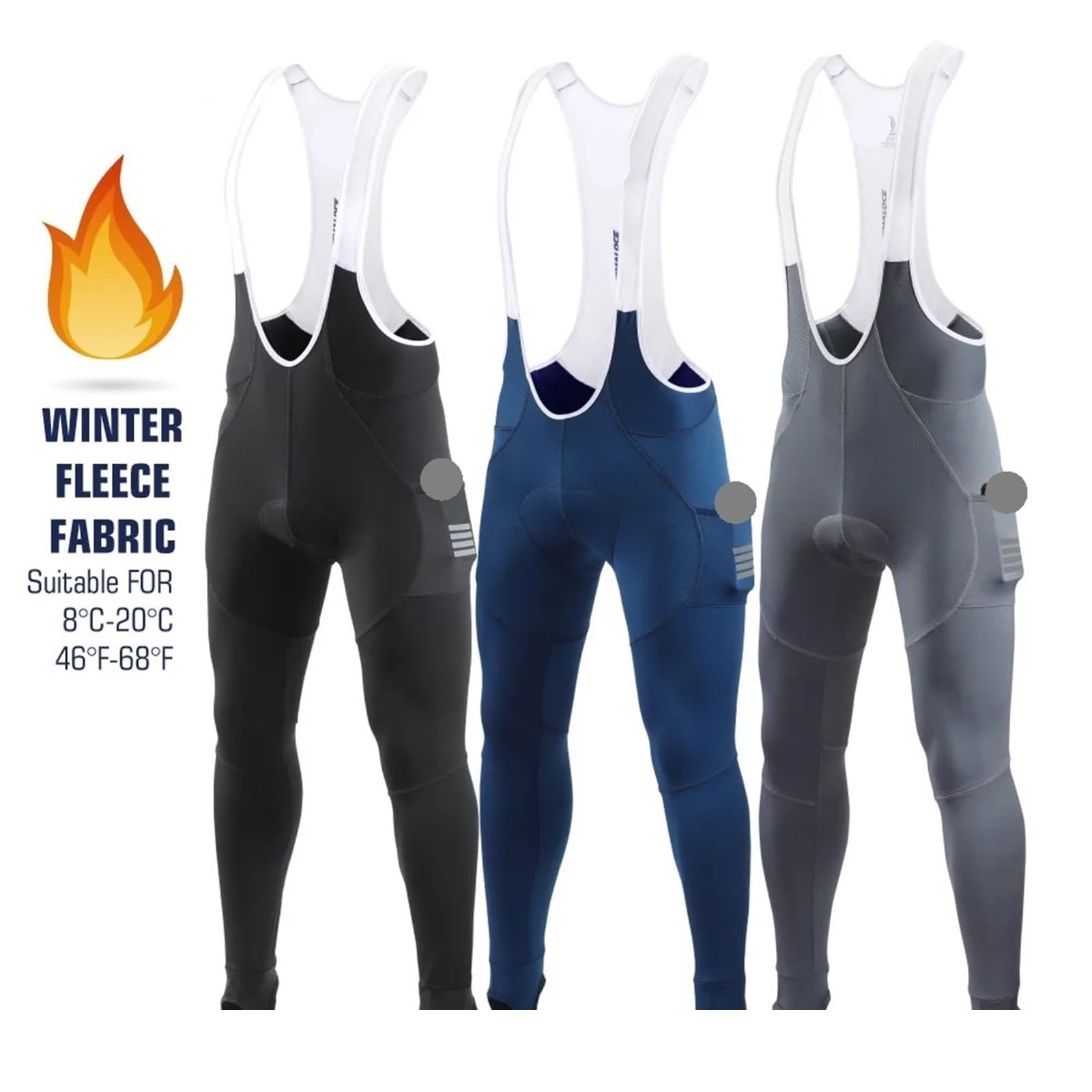 Culote Largo Ciclismo Pantalones con tirantes de ciclismo for hombre, pantalones térmicos de lana con almohadilla de secado rápido for invierno, medias largas con pechera de gama alta Culote Con Tiran