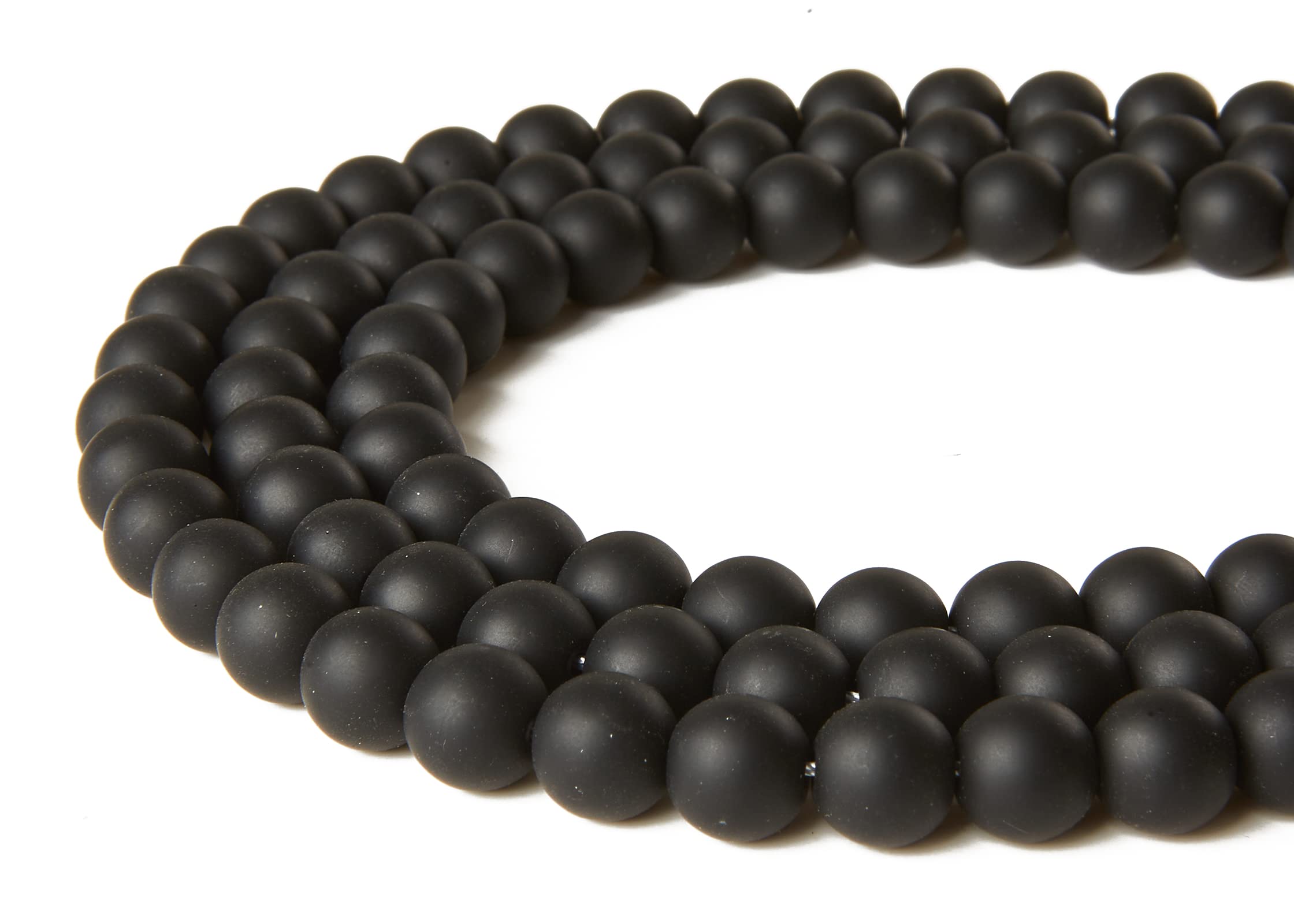 150pcs 8mm Matte Black Beads Natural Gemstone Beads Round Loose Beads for Jewelry Making